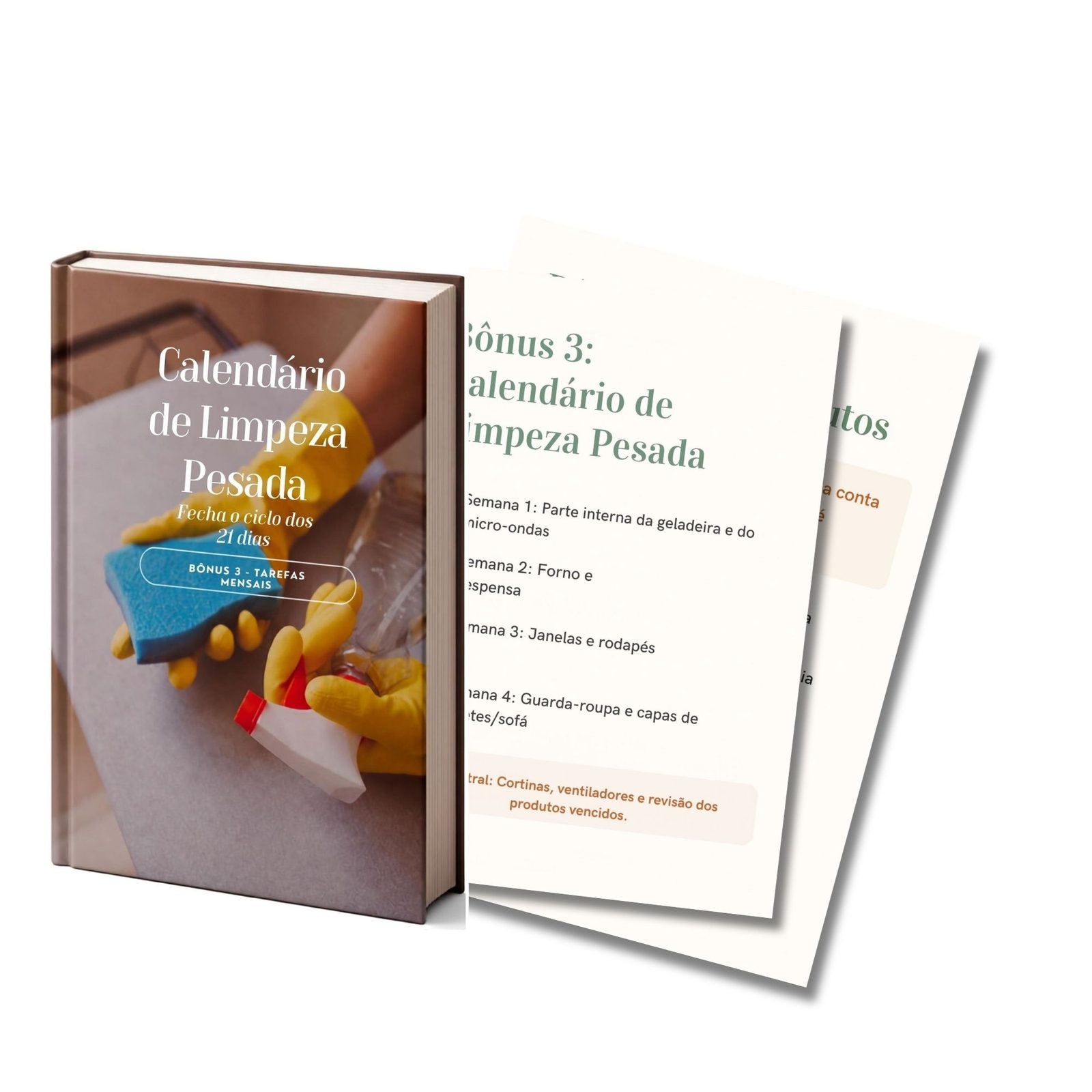 Mockup do bônus Calendário de Limpeza Pesada Mensal