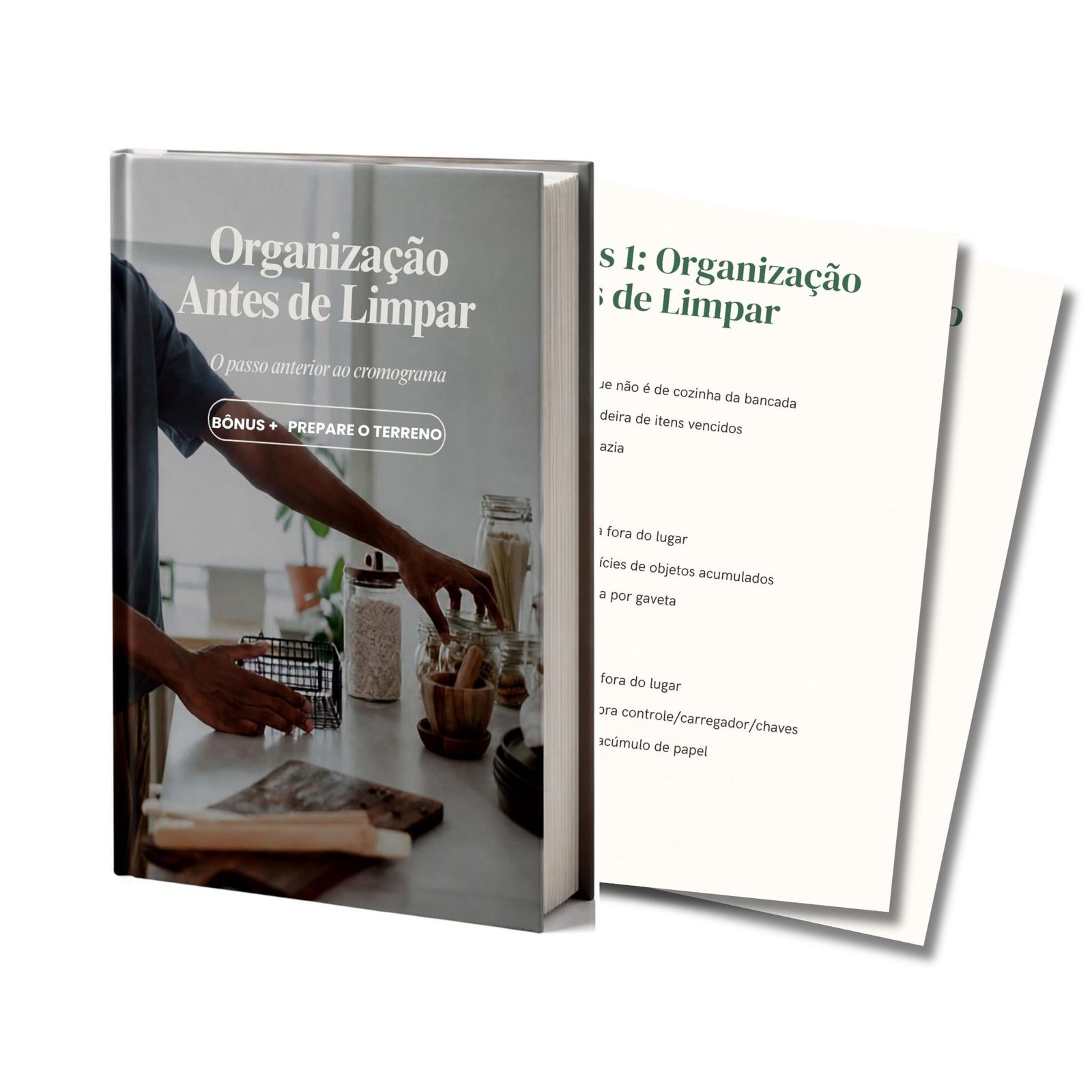 Mockup do bônus Organização Antes de Limpar